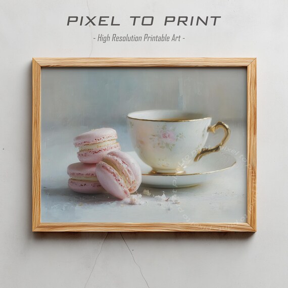 Trendy Kitchen Print Macaron Painting Breakfast Girly Food And Drink Wall Art