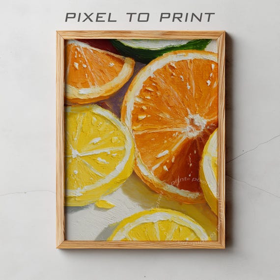 Trendy Kitchen Print Citrus Painting Modern Wall Decor