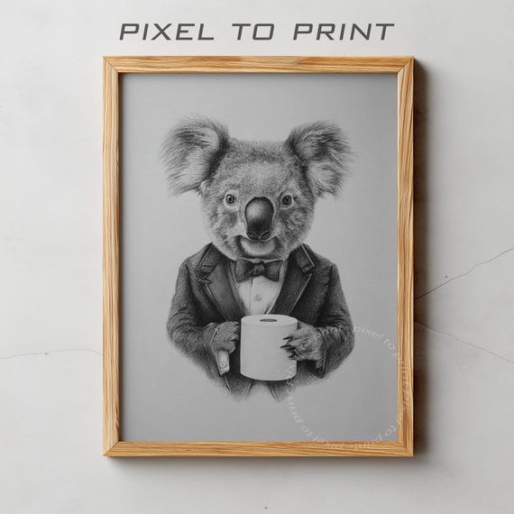 Koala In Suit Bathroom Print Funny Animal Art