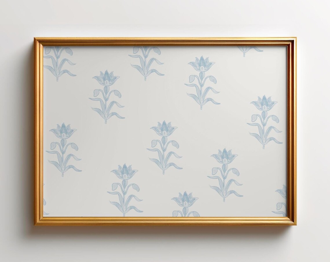 Blue Watercolor Floral Nursery Botanical Art Print - Image 2