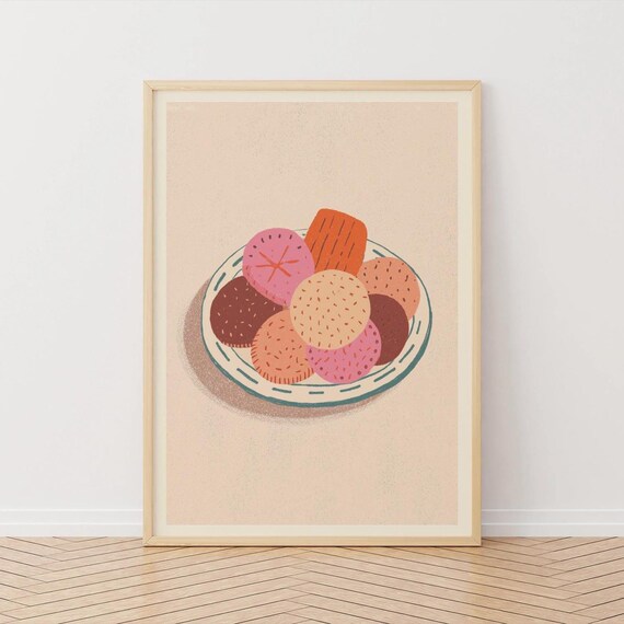 Bowl of Colorful Cookies Whimsical Kitchen Baking Room Poster
