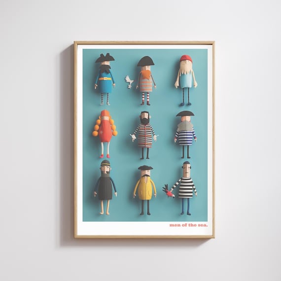 Men Of The Sea Sailors Quirky Illustrated Nautical Art Print