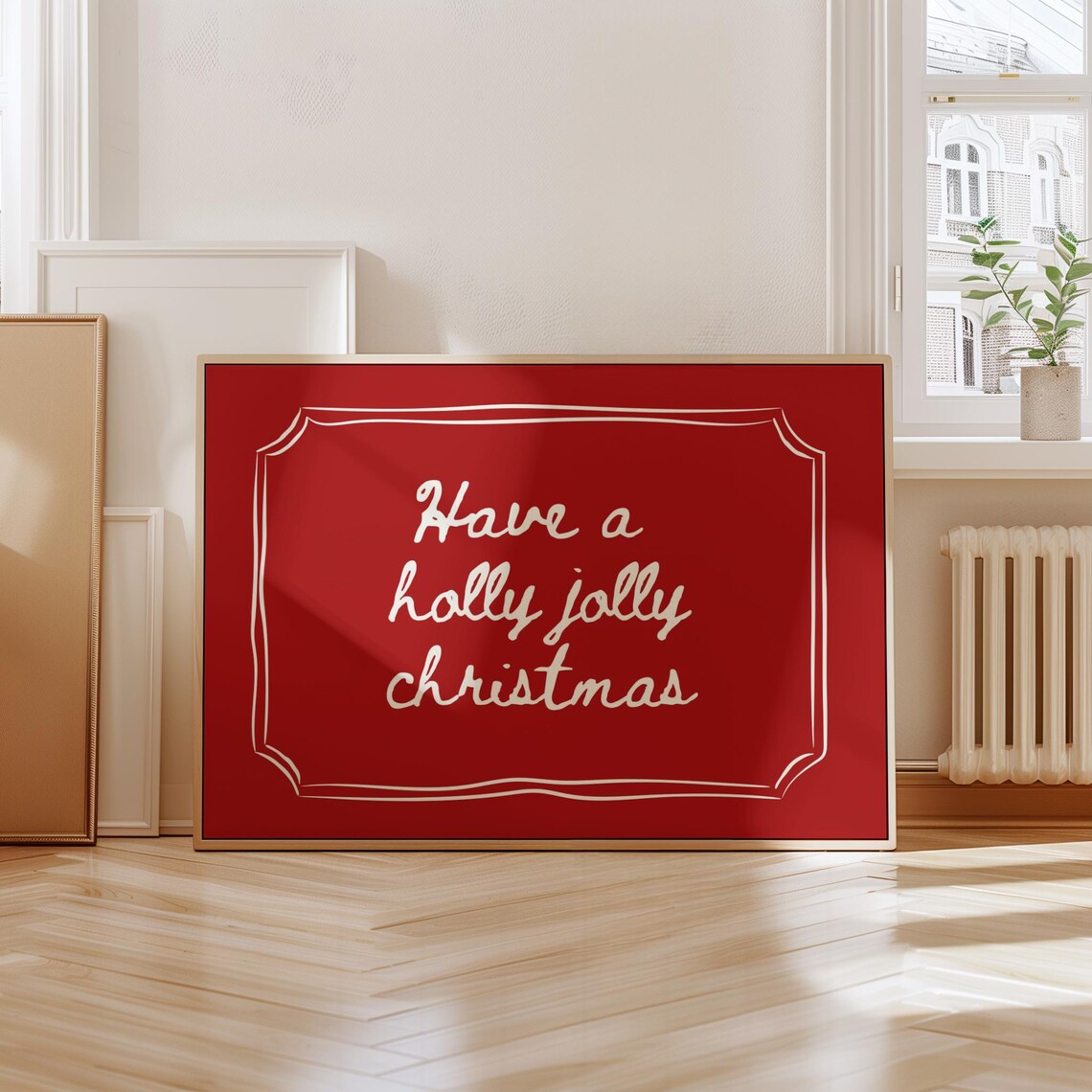 Merry Christmas Winter Poster, Minimalist Red Quote - Image 2