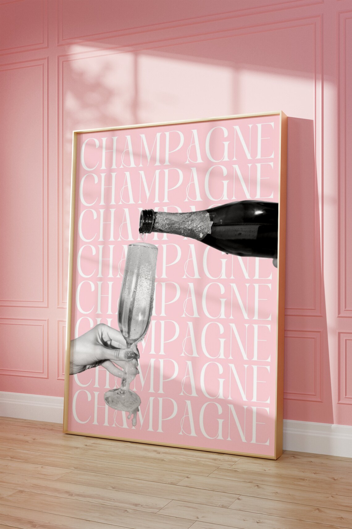 Pink Champagne Typography Quote Chic Girly Bar Cart Wall Art - Image 4