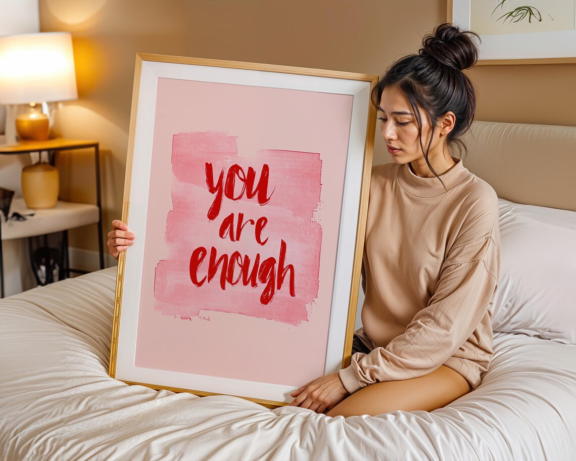 You Are Enough Motivational Quote Trendy Wall Art Print Positive Quote Typography Large Living Room Wall Art - Image 6
