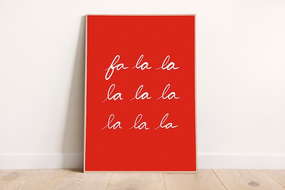 Fa La La Christmas Carol Script Bold Red Holiday Typography Poster