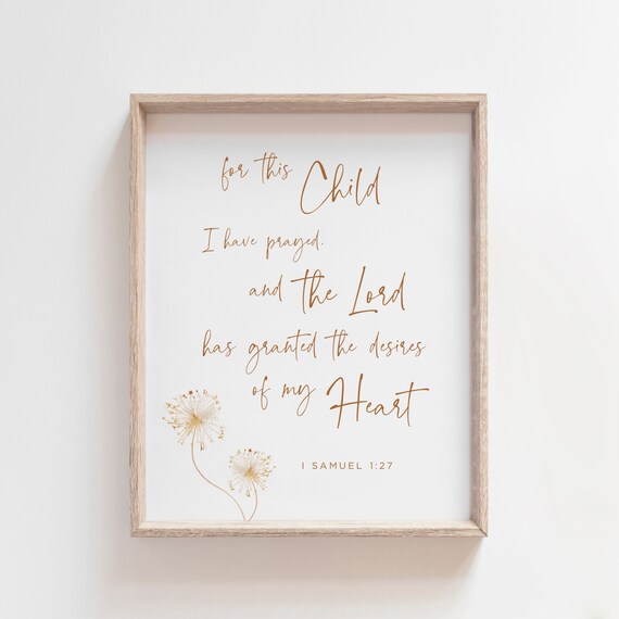 For This Child I Have Prayed 1 Samuel 127 Scripture Nursery Poster