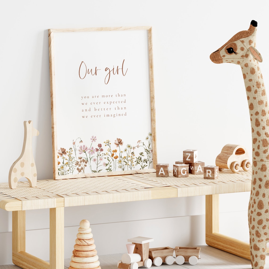 Boho Flower Nursery Art Print, Girl's Room Decor - Image 2