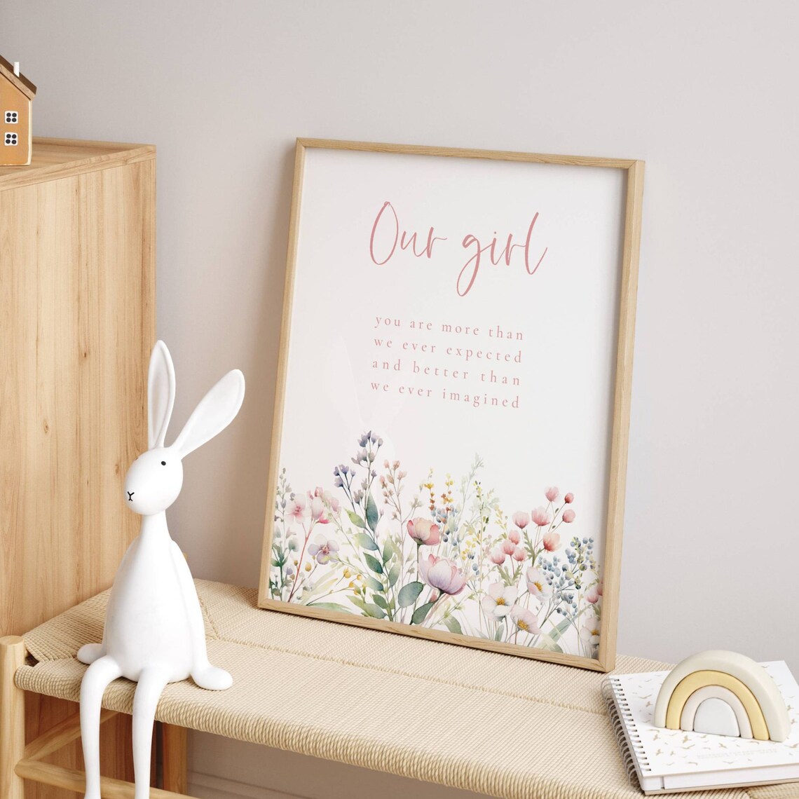 Our Girl Daughter Quote Watercolor Wildflower Nursery Wall Print