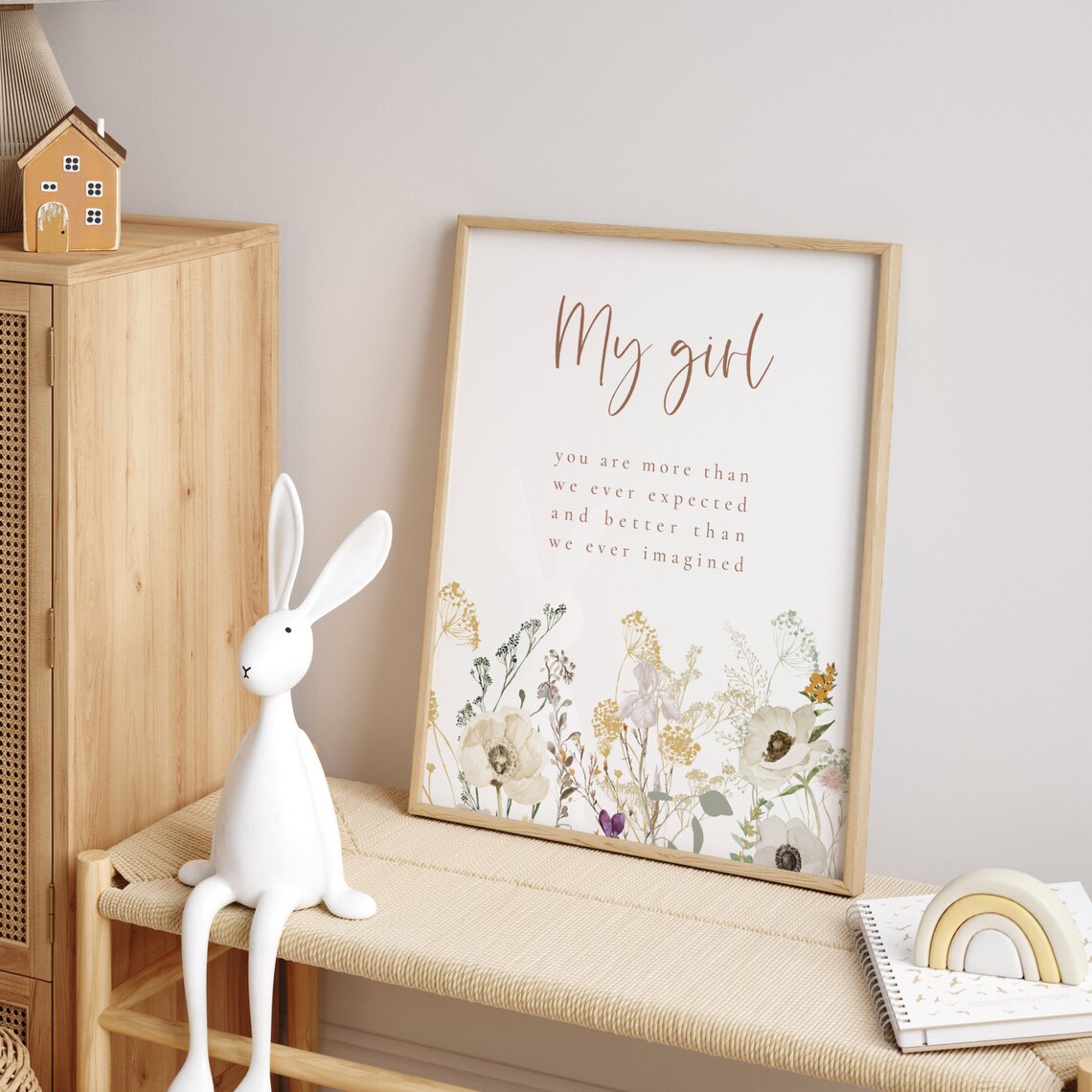 My Girl More Than We Expected Wildflower Baby Nursery Poster