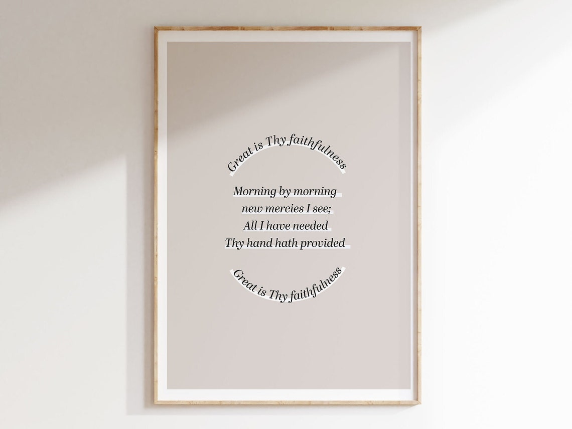 Great Is Thy Faithfulness Hymn Lyric Circular Script Christian Poster