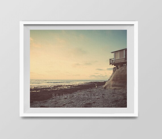 Del Mar Lifeguard Tower Surf Decor Beach Photos Yellow Turquoise Sunset Retro Vintage Home Boys Room