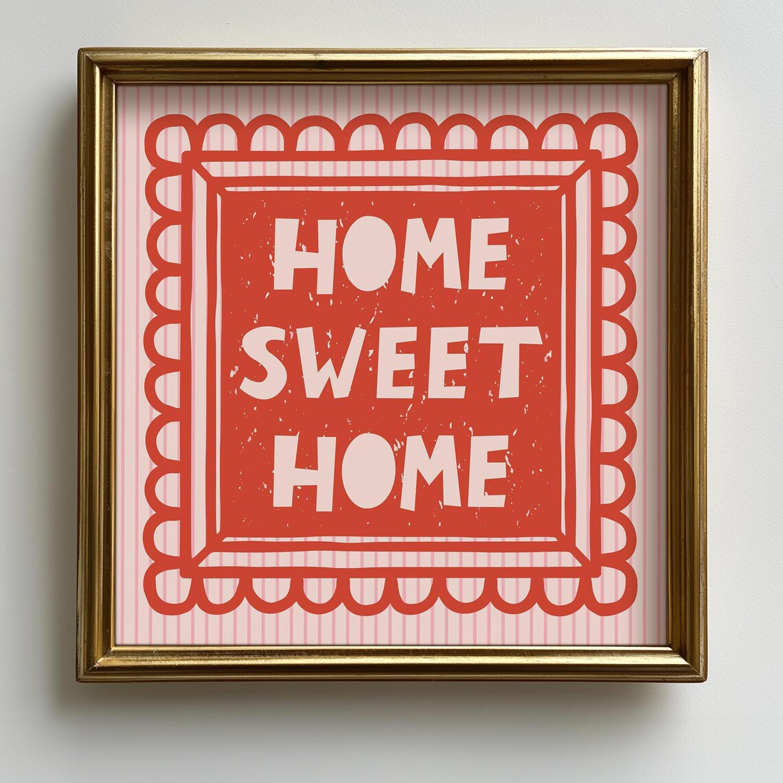 Home Sweet Modern Typography Print Wall Art Cozy Housewarming Decor Trendy Red Square Nursery Entryway Instant