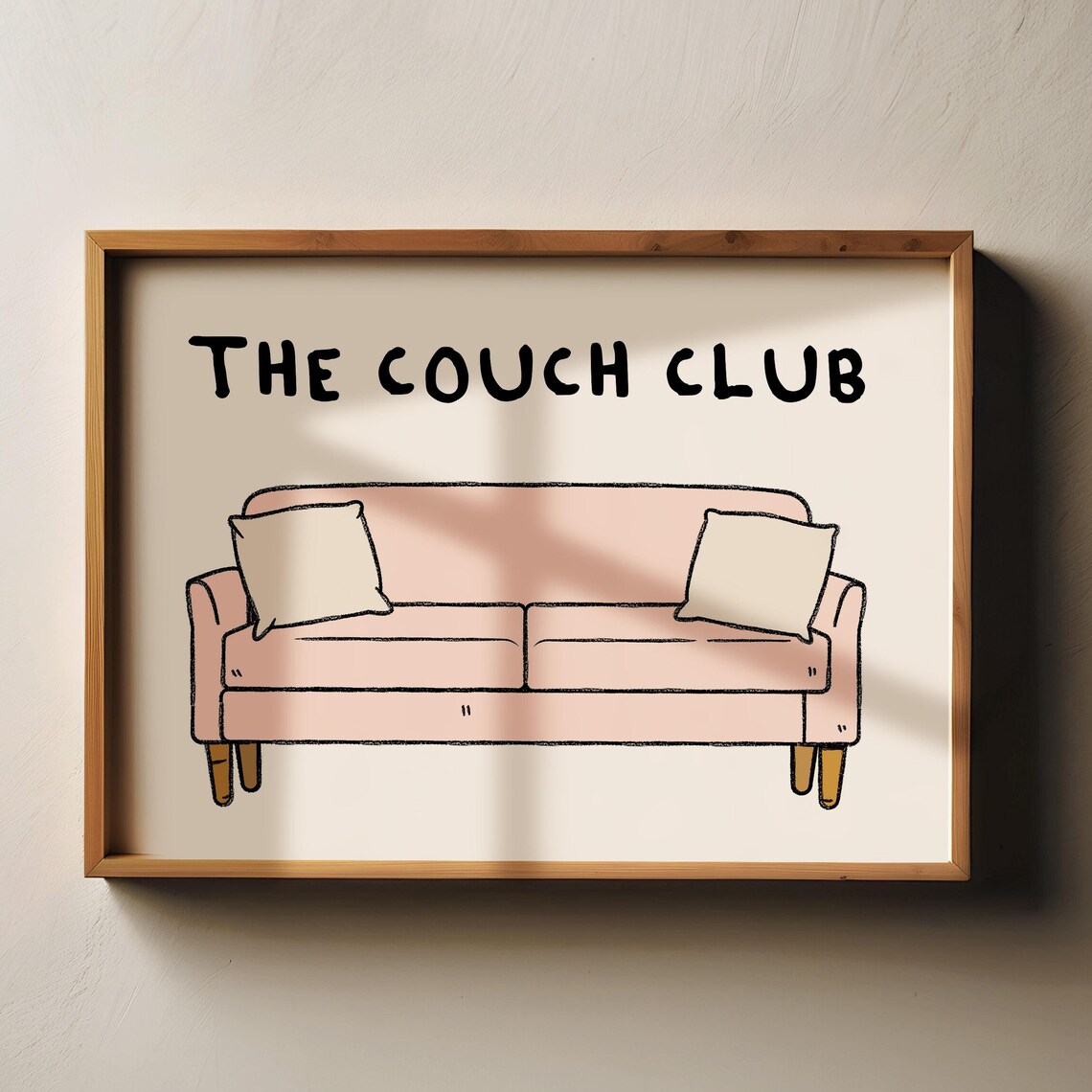 The Couch Club Pink Sofa Funny Retro Art Living Room Decor Poster