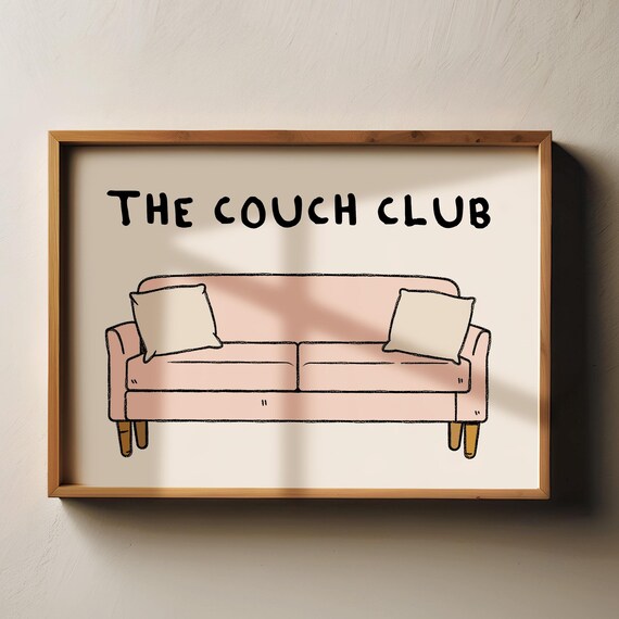 The Couch Club Print Horizontal Wall Art Trendy Living Room Decor Retro Print Cute Quote Print Aesthetic Living Room Art Wall Art