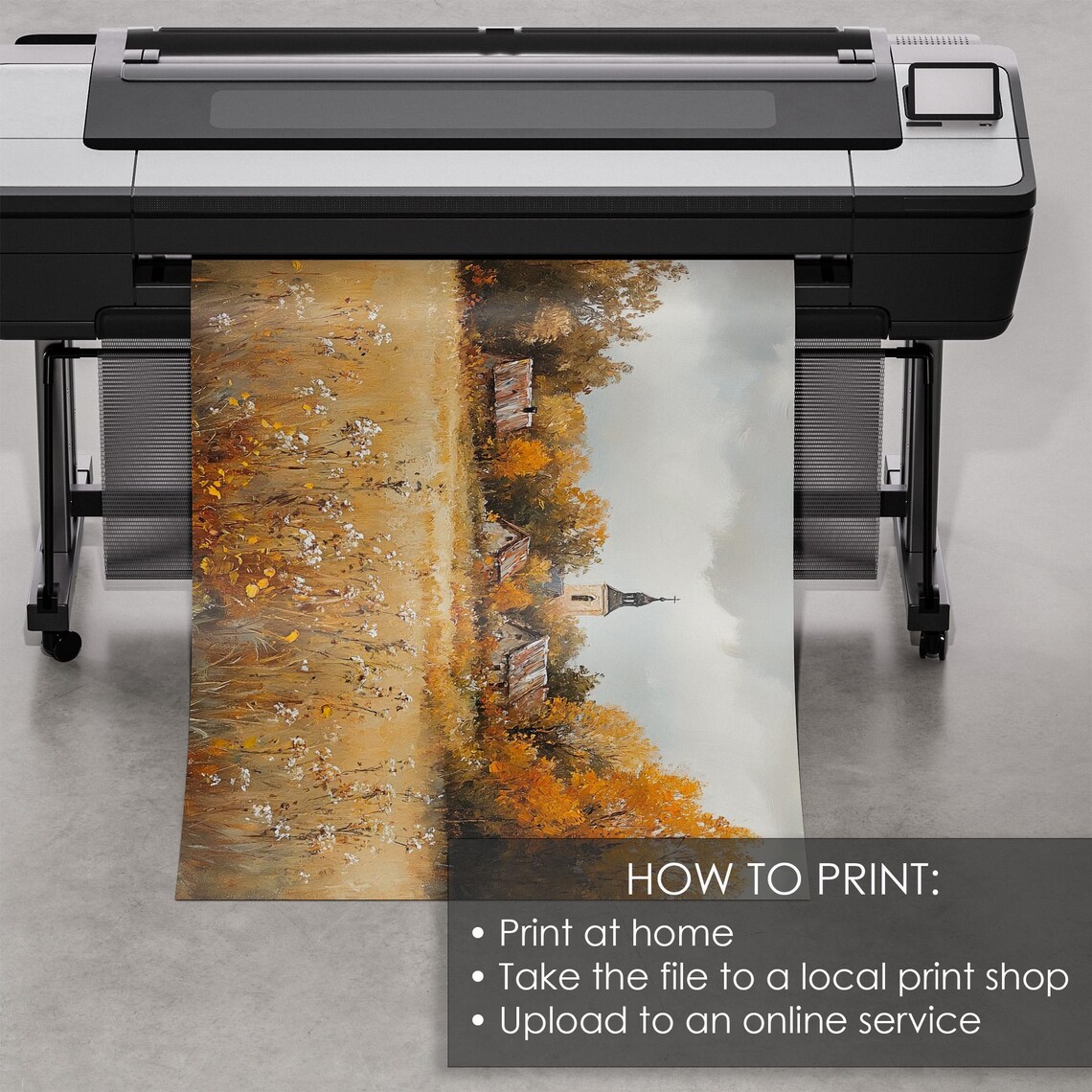 Old Village Church Steeple Among Autumn Trees Wildflower Meadow Poster - Image 5
