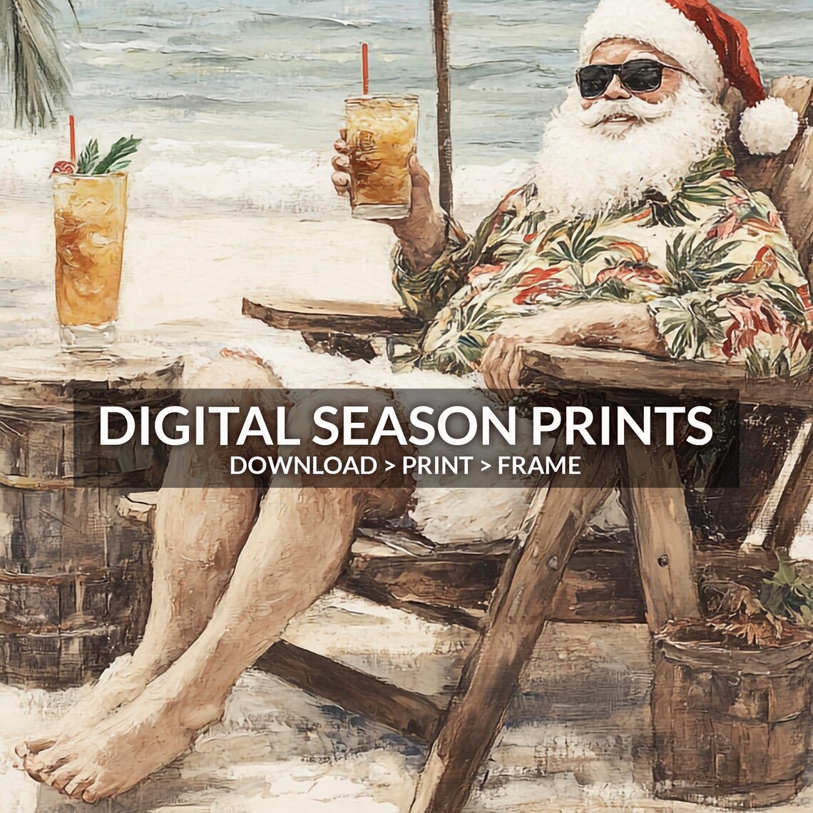 Santa Claus Vintage Christmas Beach Travel Poster - Image 6