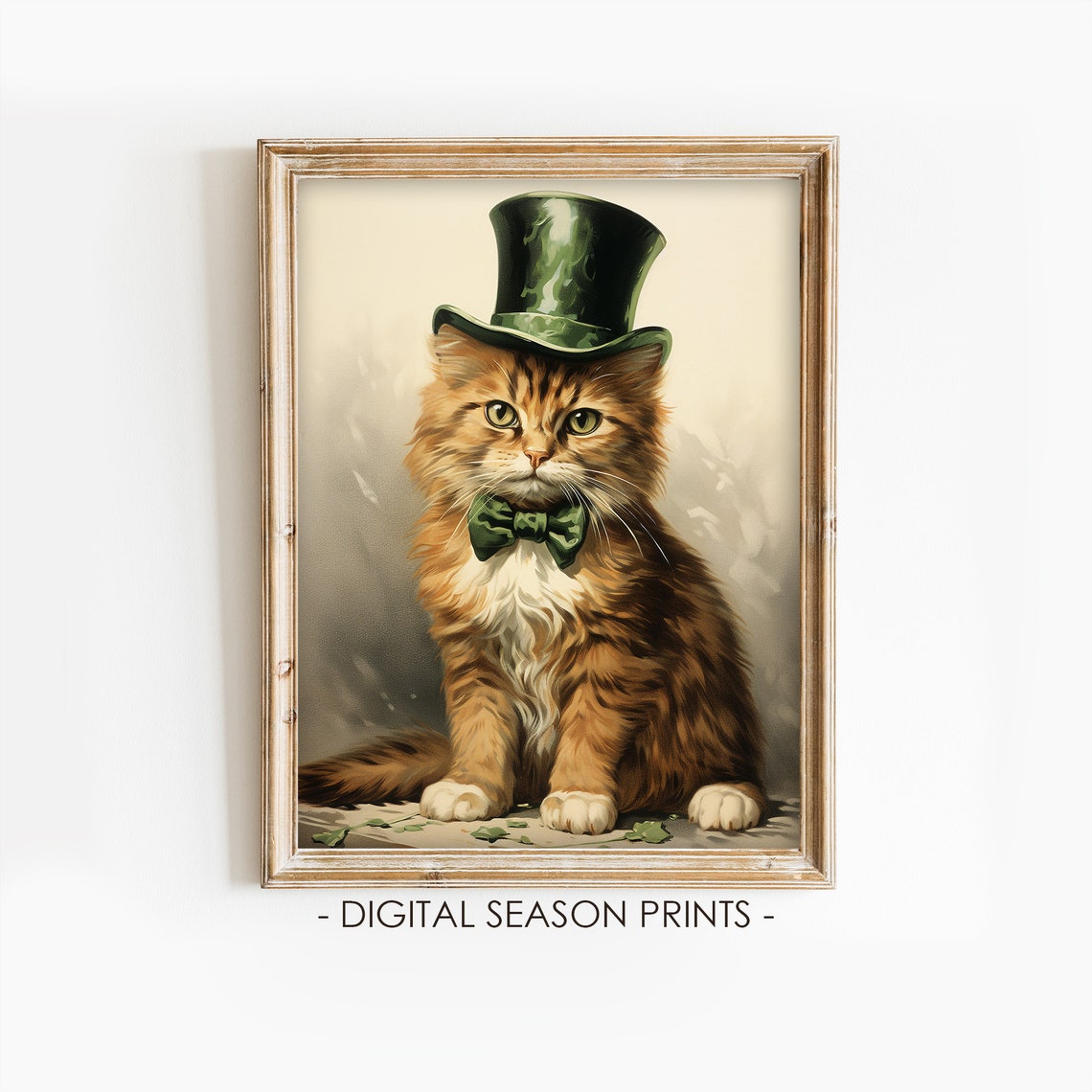 Saint Patricks Day Cat Green Top Hat and Bow Tie Irish Poster