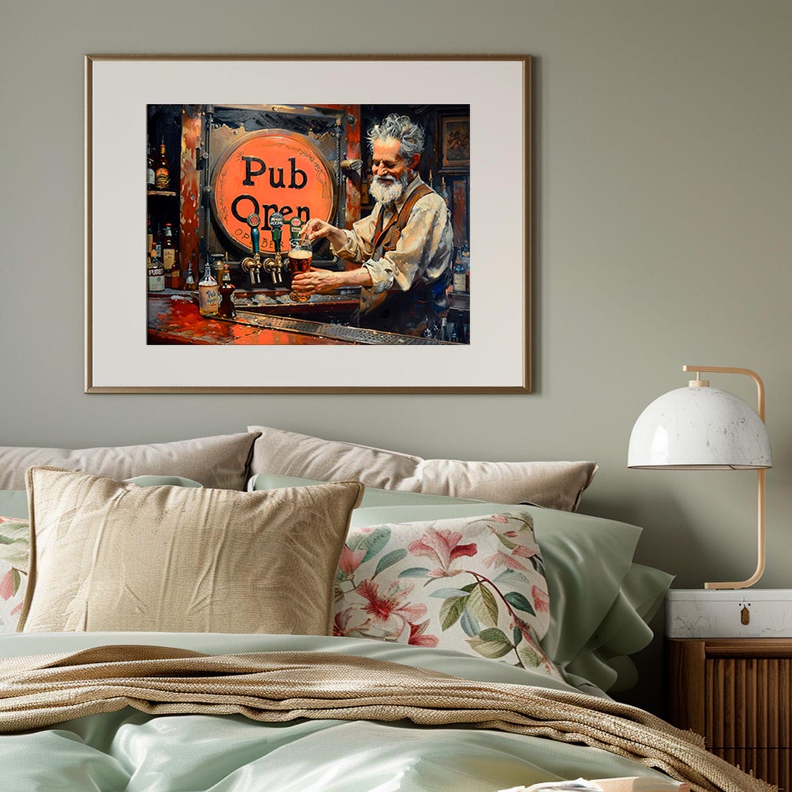 Old Irish Bartender Pouring Beer Pint Vintage Pub Decor Art Poster - Image 4