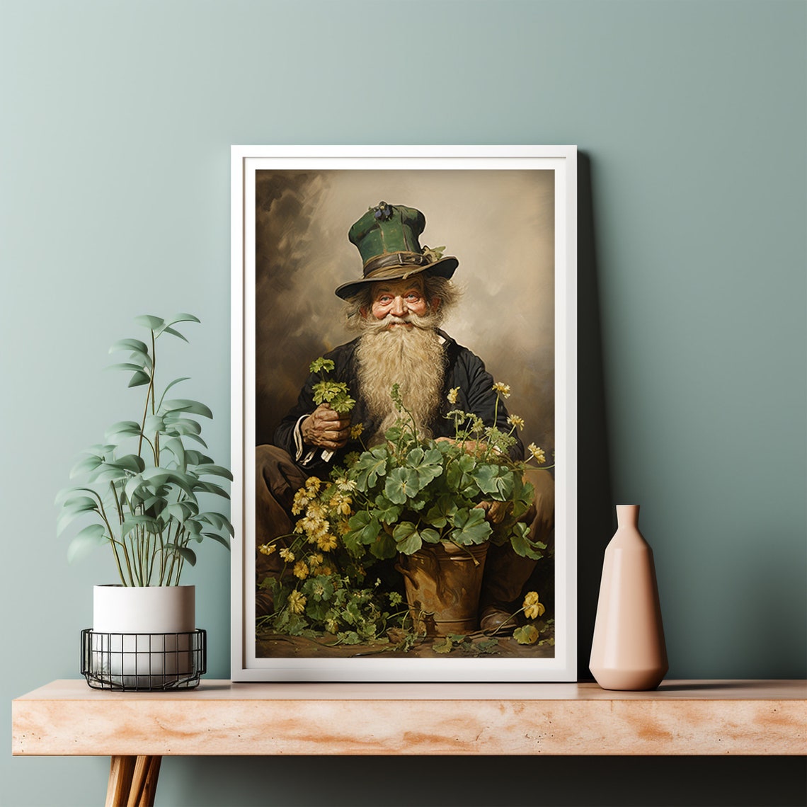 Vintage Irish Leprechaun Man With Clover Saint Patricks Day Print - Image 3