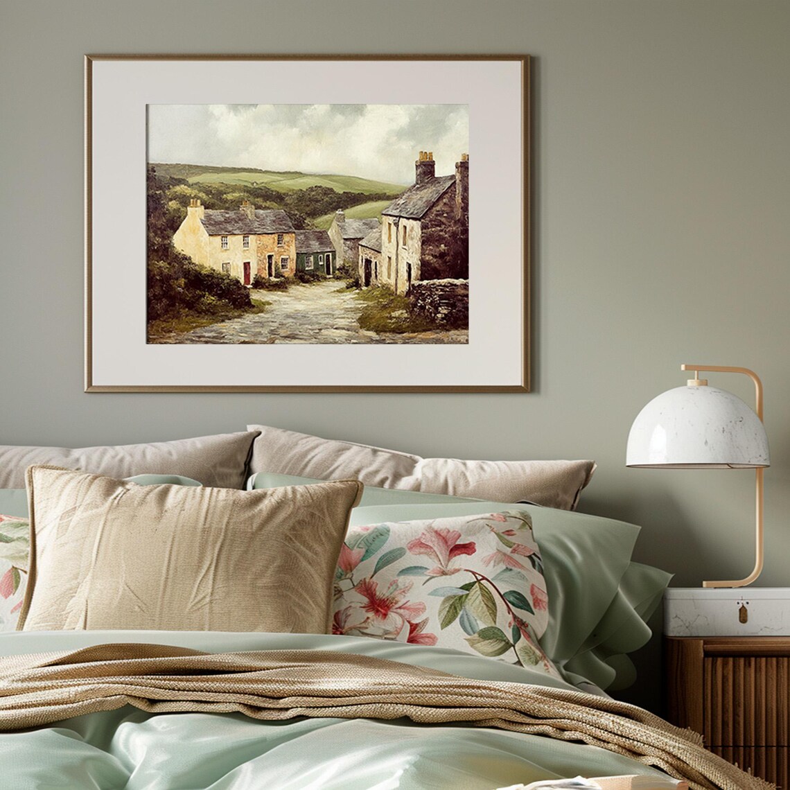 Old Stone Cottages Rustic Village Valley Vintage Countryside Art Print - Image 4