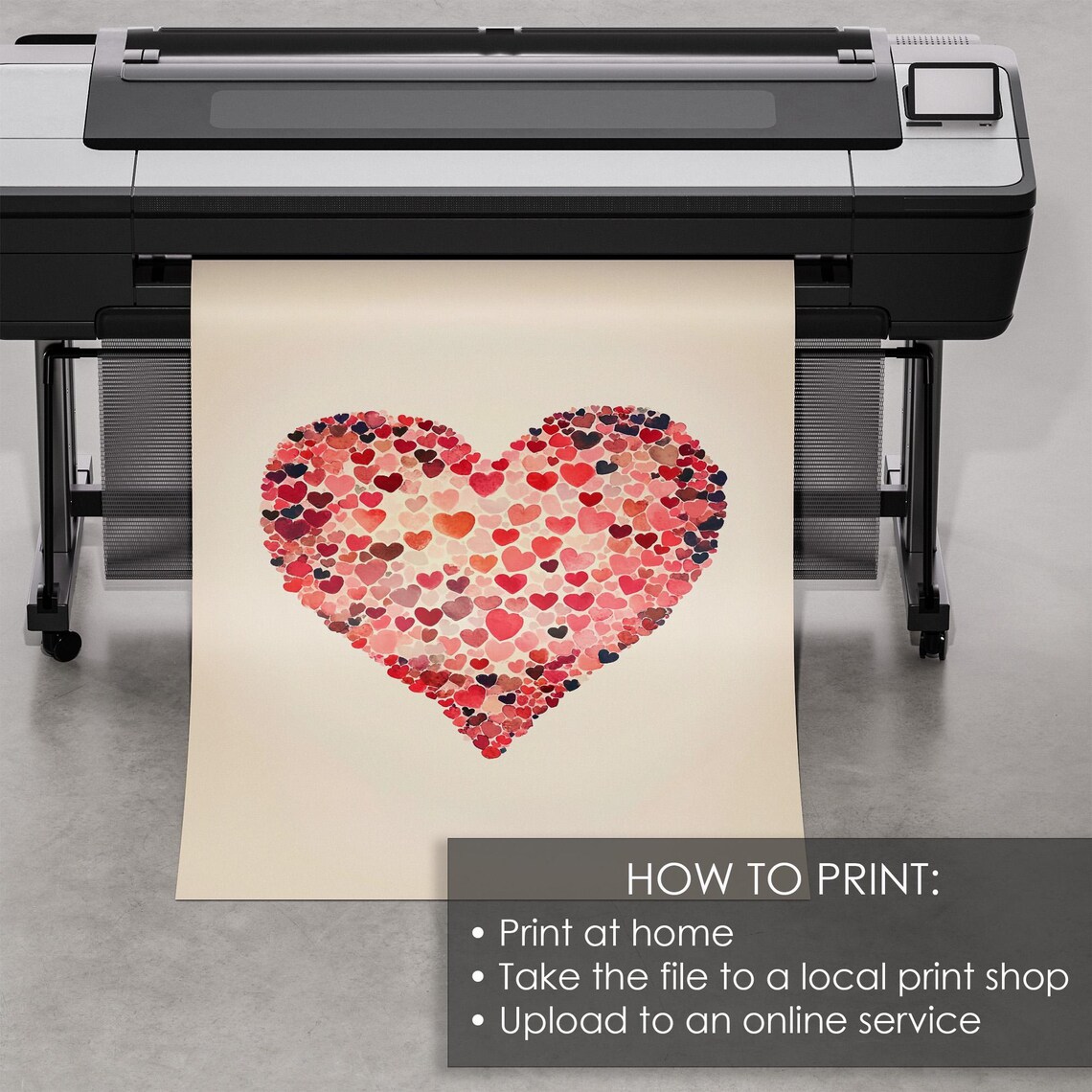Watercolor Heart Made Of Tiny Colorful Hearts Valentines Day Print - Image 5