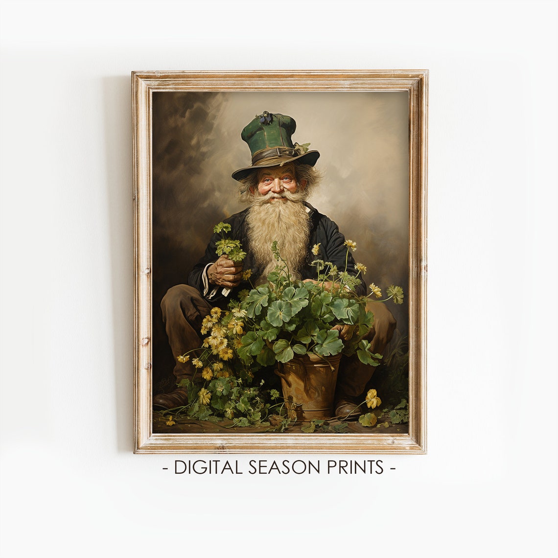 Vintage Irish Leprechaun Man With Clover Saint Patricks Day Print