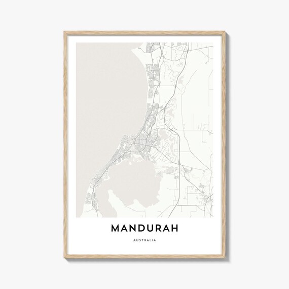 Mandurah Australia Minimalist Estuary City Map Travel Poster