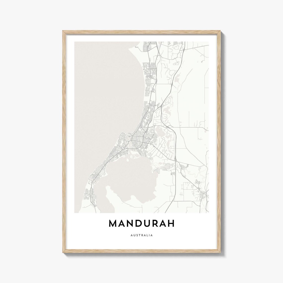 Mandurah Australia Minimalist Estuary City Map Travel Poster