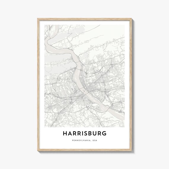Harrisburg Pennsylvania USA Minimalist City Street Map Wall Art