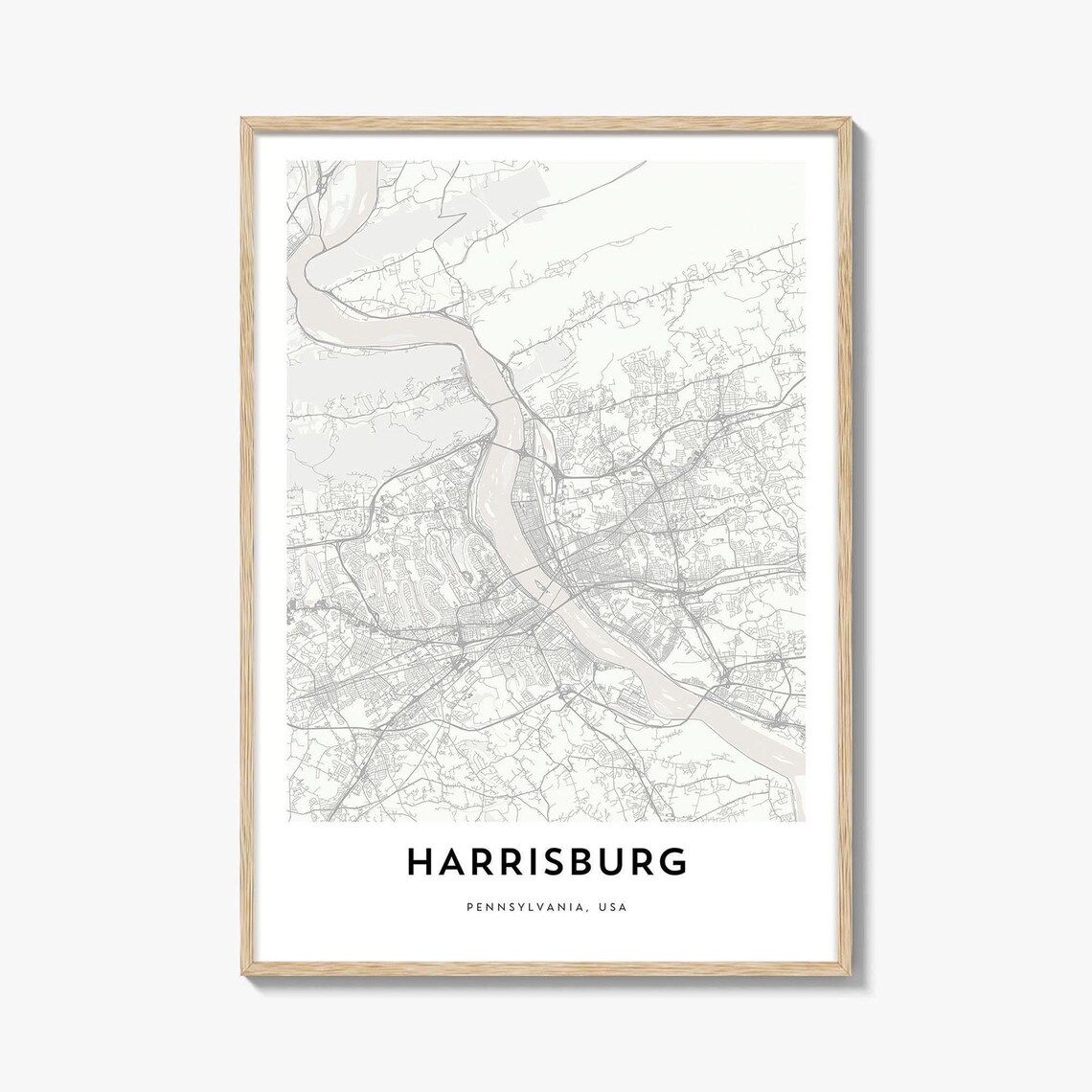 Harrisburg Pennsylvania USA Minimalist City Street Map Wall Art