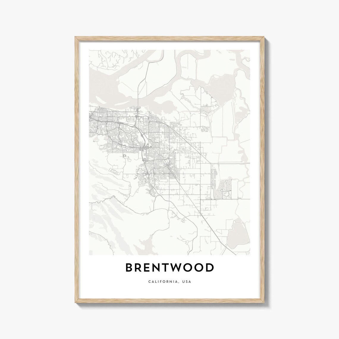 Brentwood California USA Minimalist City Street Map Line Art Poster
