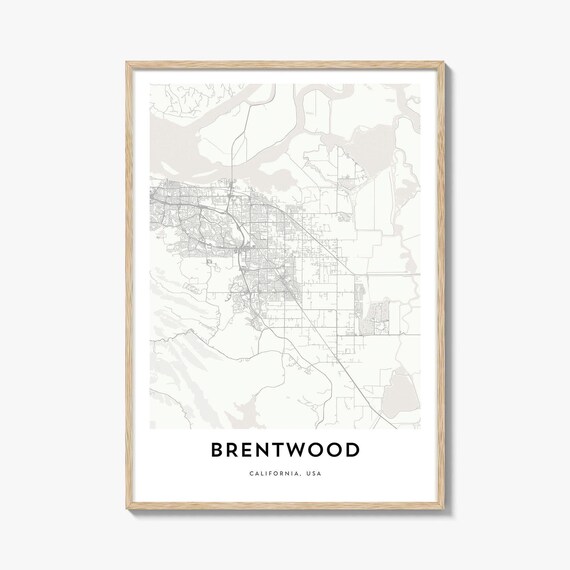 Brentwood California USA Minimalist City Street Map Line Art Poster
