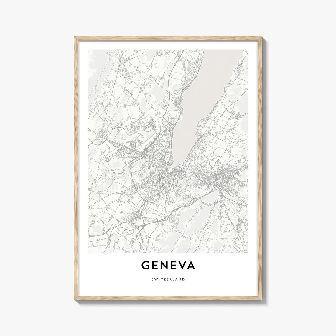Geneva Switzerland Minimalist City Map Line Art Travel Poster
