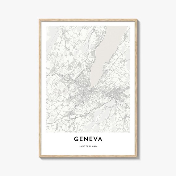 Geneva Switzerland Minimalist City Map Line Art Travel Poster