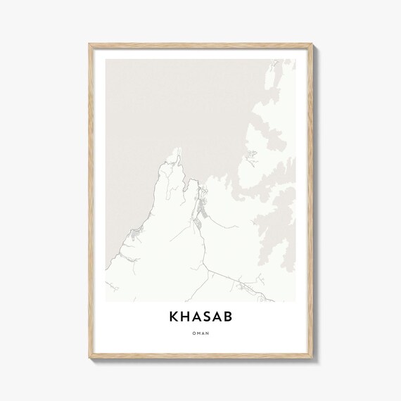 Khasab Oman Minimalist Coastal City Street Map Art Gift Poster