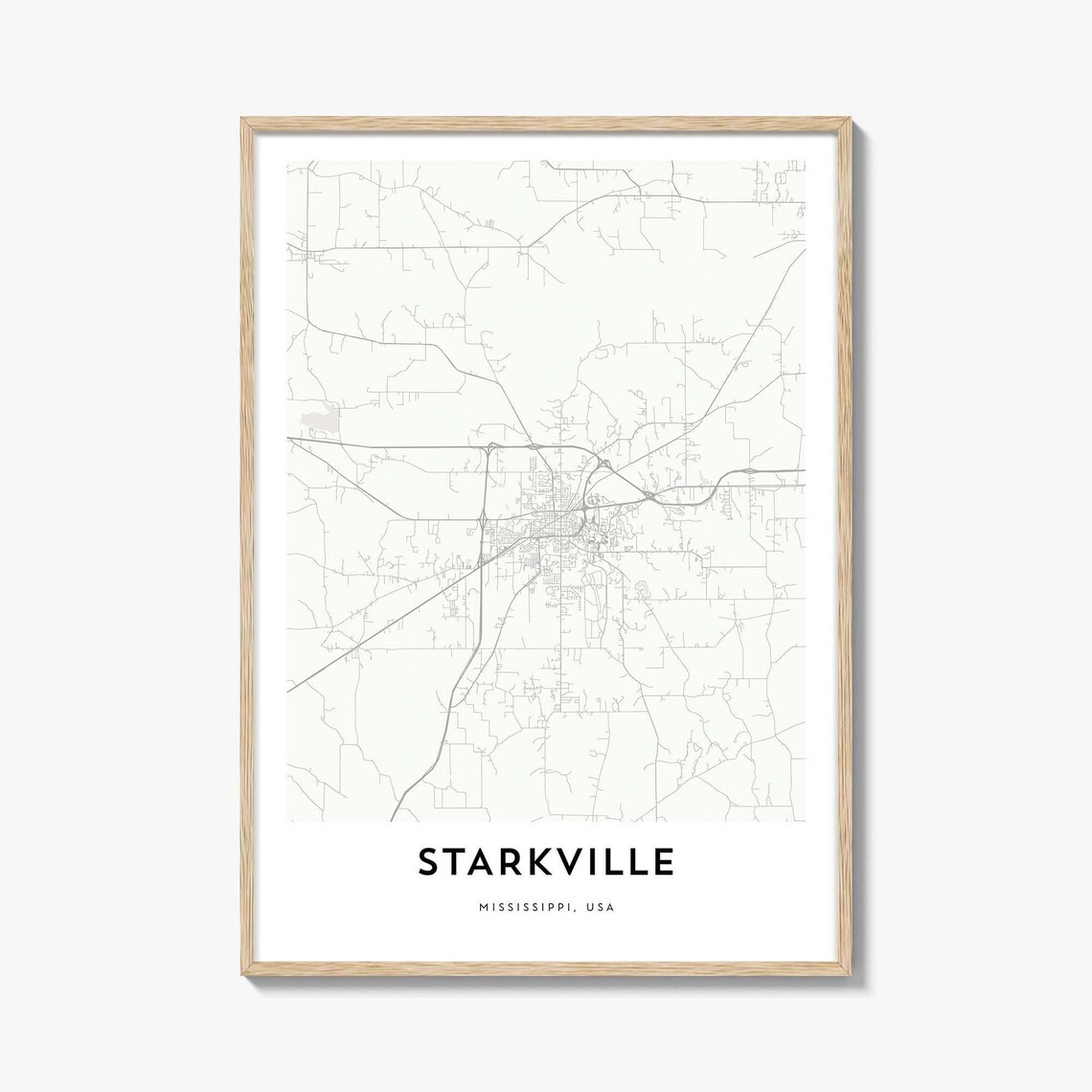 Starkville Mississippi Minimalist City Street Map Wall Poster