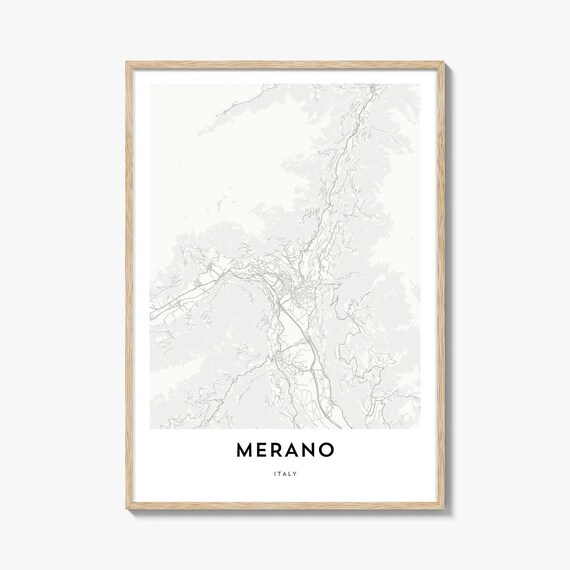 Merano Italy Minimalist Alpine Town Street Map Travel Poster