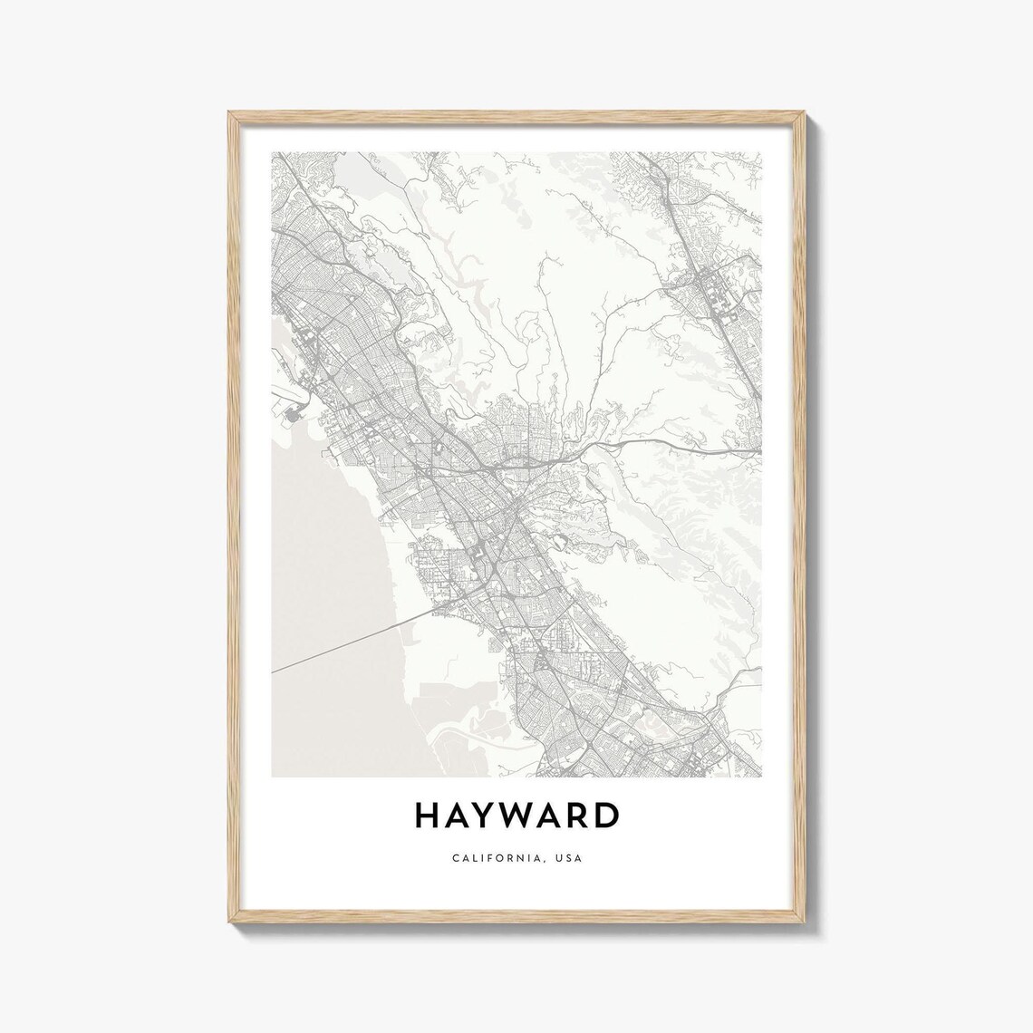 Hayward California USA Minimalist City Map Line Art Travel Poster