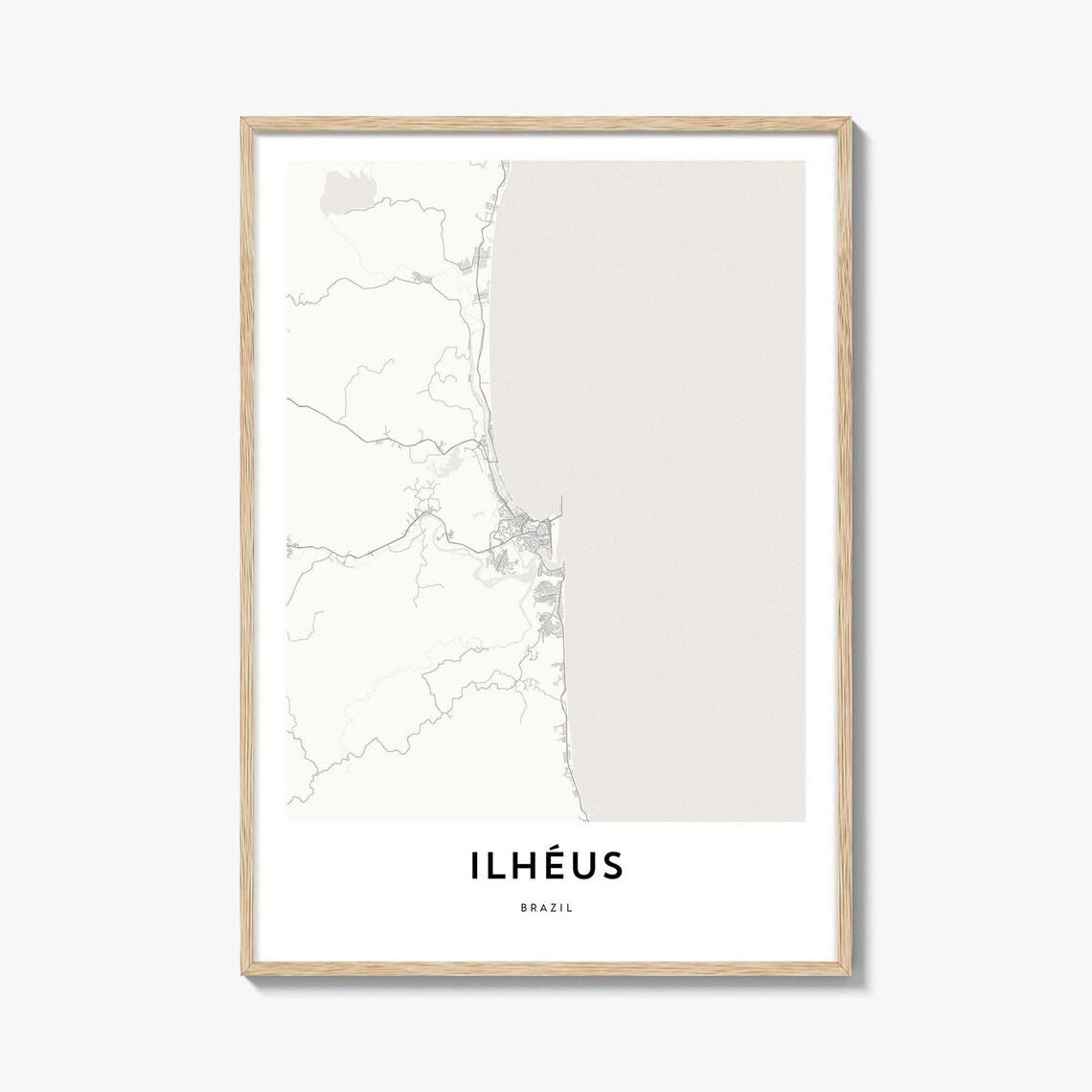 Ilheus Brazil Coastal City Street Map Line Art Decor Poster Home