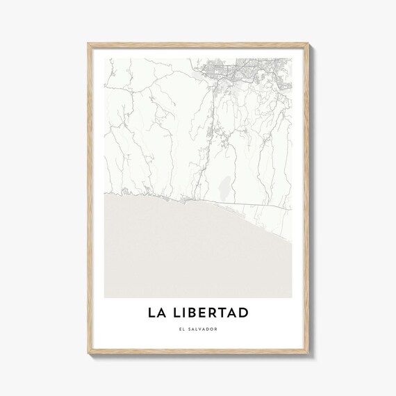 La Libertad El Salvador Coastal City Map Minimalist Line Art Poster