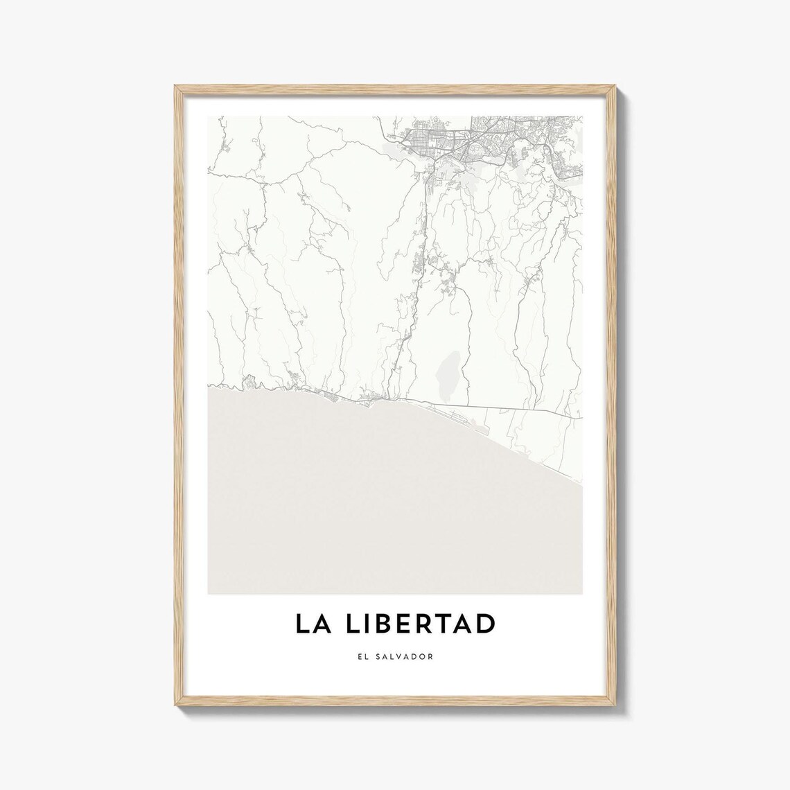 La Libertad El Salvador Coastal City Map Minimalist Line Art Poster