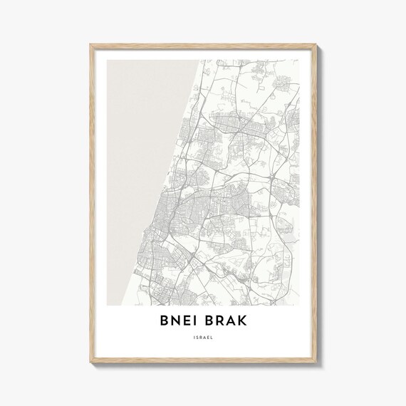 Bnei Brak Israel Minimalist City Street Map Poster in Modern Light Design