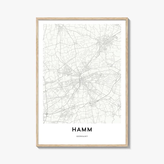 Hamm Germany Minimalist City Street Map Gray Modern Wall Poster