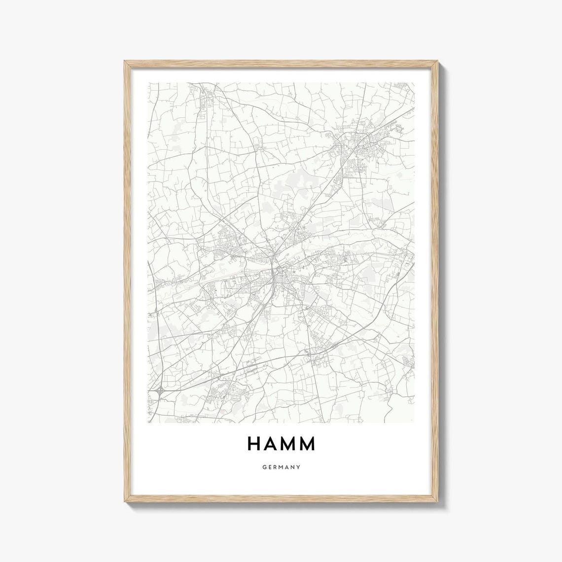 Hamm Germany Minimalist City Street Map Gray Modern Wall Poster
