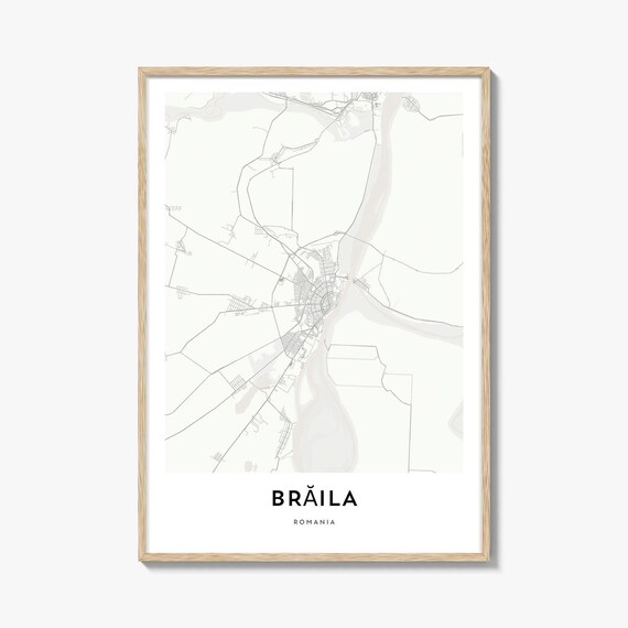 Braila Romania Minimalist City Street Map Poster in Modern Light Design