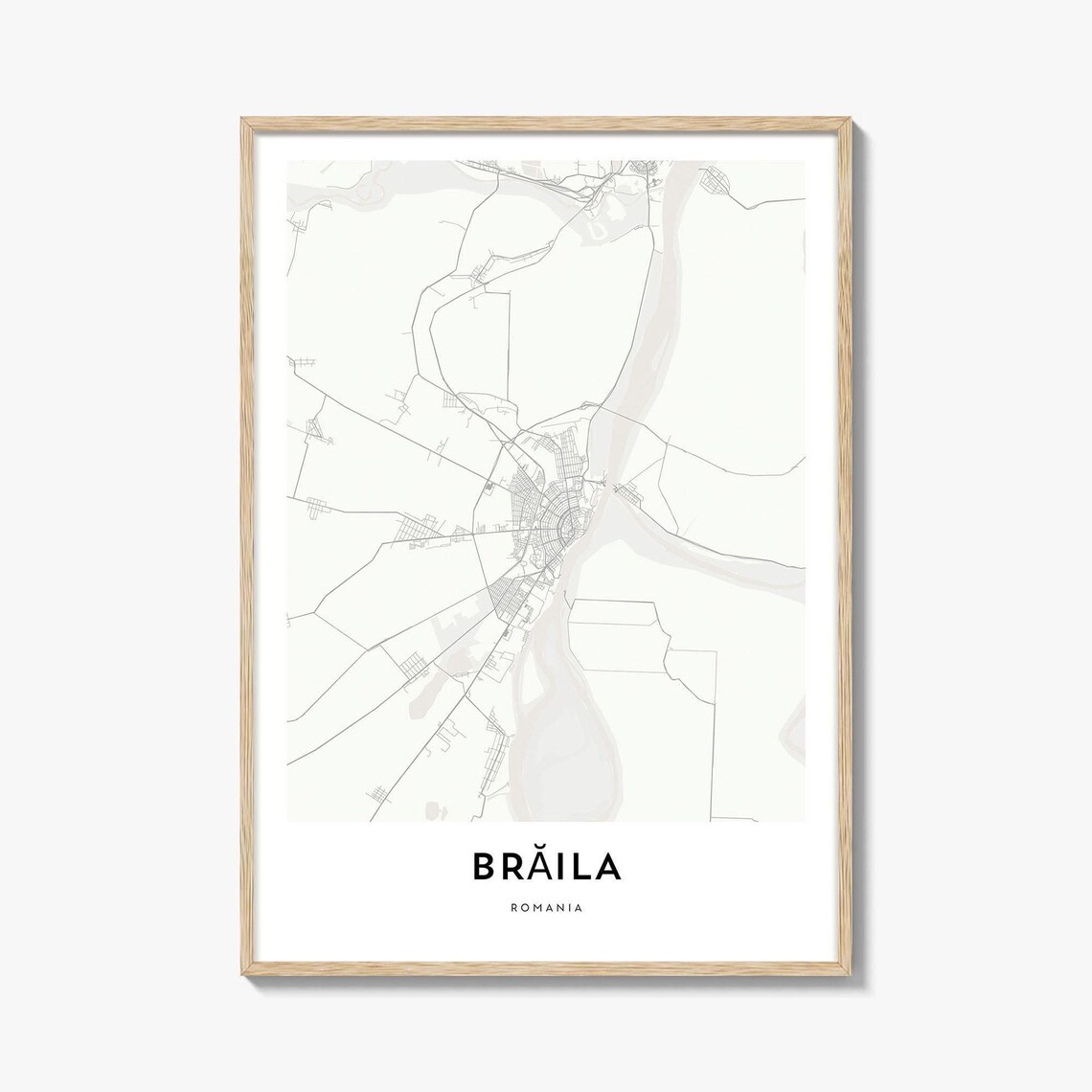 Braila Romania Minimalist City Street Map Poster in Modern Light Design