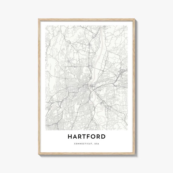 Hartford Connecticut USA Minimalist Street Map City Wall Poster