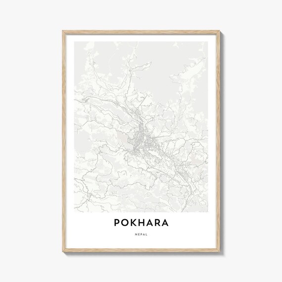 Pokhara Nepal Himalaya Gateway Minimalist City Map Line Art Poster
