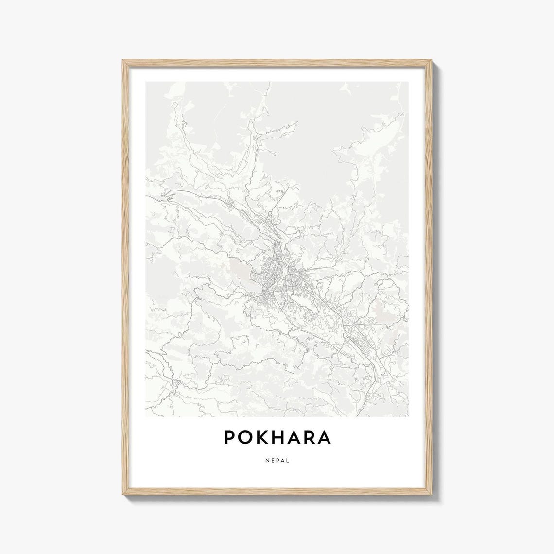 Pokhara Nepal Himalaya Gateway Minimalist City Map Line Art Poster